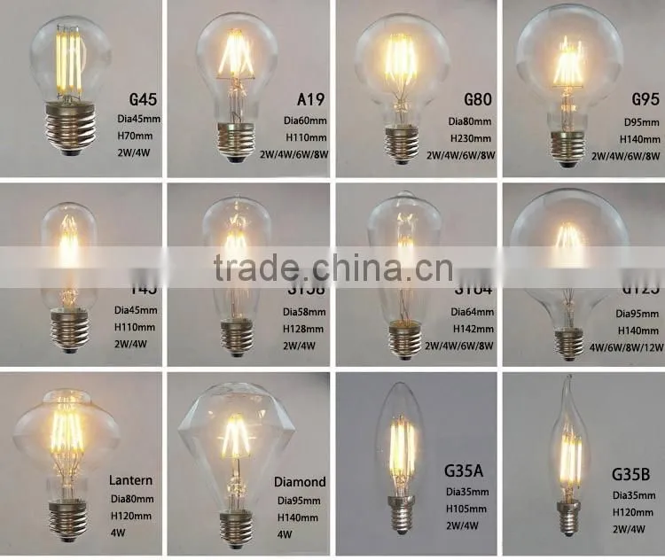 ST64 E27 Base LED Filament Light Bulb 4W 6W LED Filament Bulb Light