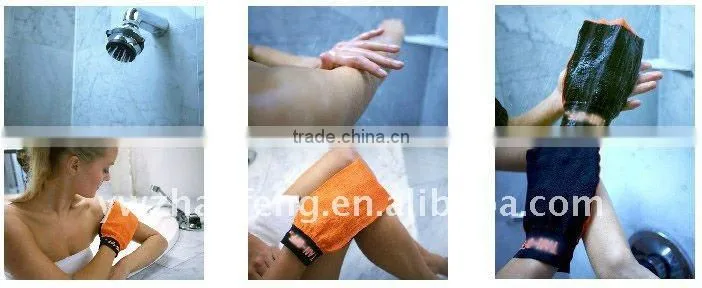 Viscose scrub mitt tan removal mitt magic peeling mitt for spray tan