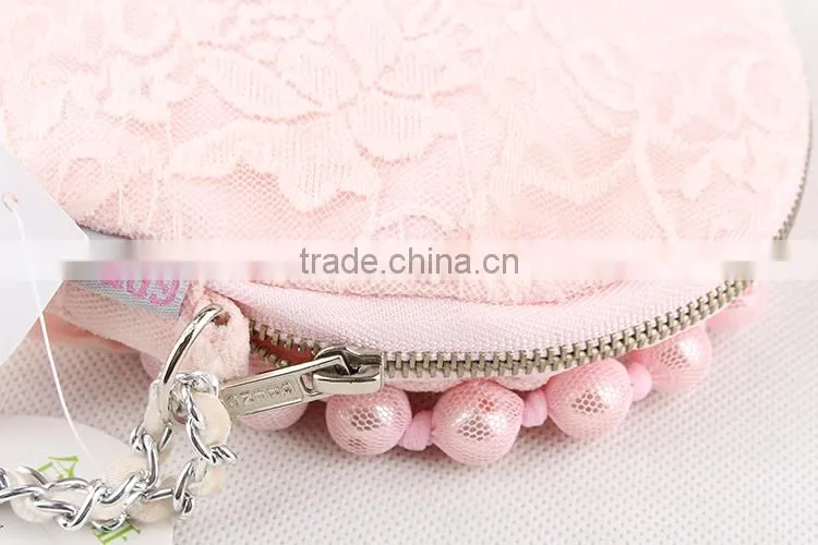 2015 Fast Shipment Sling bag baby girls coin purse girl lace pearls princess handbag