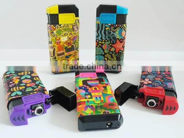 Automatic cap color ignition electron cigarette customized brand picture logo lighter