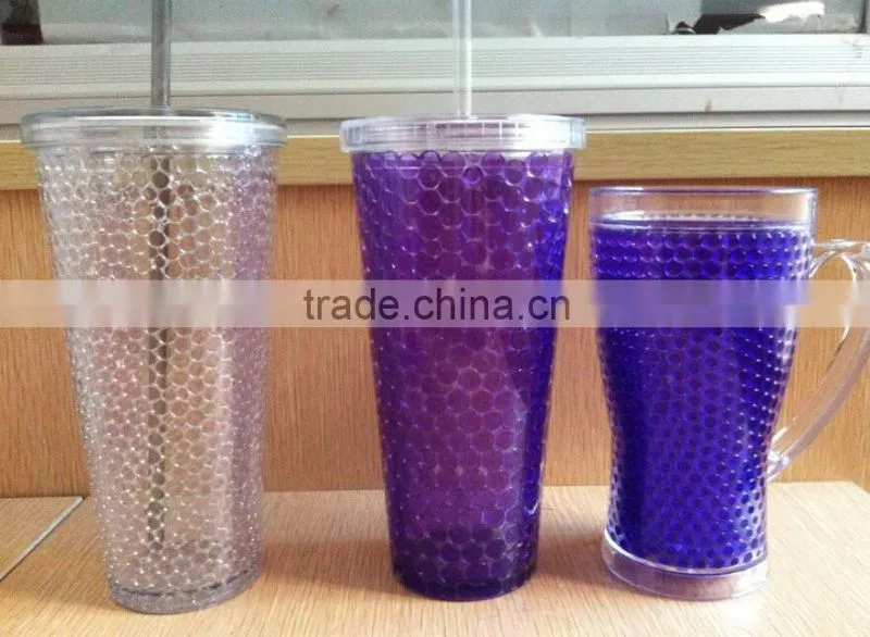 PBA free Plastic double wall insulated Ice Mugs Freezer Beer Cup with Ice Gel