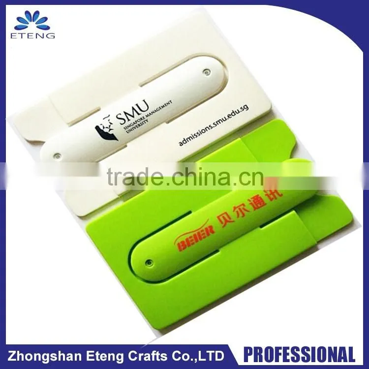 Ptinted Touch U 3m sticker smart wallet mobile silicone id card holder,silicone phone stand