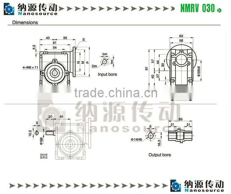 NRV F 030 20:1 FA flange solid input hollow output shaft electric motor speed reducer
