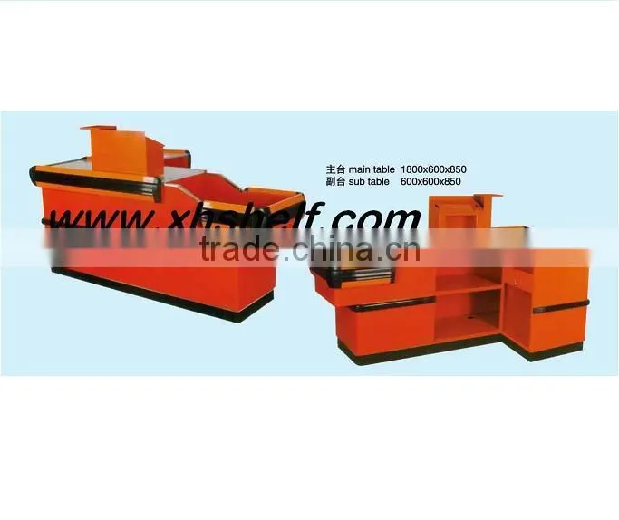 Professional Customzied supermarket stainless checkout counter with conveyor belt