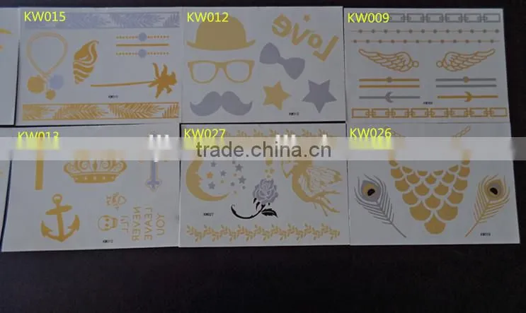 2015 FACE temporary tattoos face jewelry sticker golden tattoo KW- series 15*10.5CM