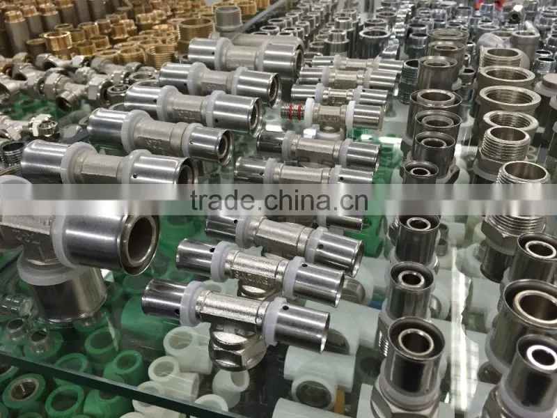yellow gas pipe brass press fittings union and elbow/PE pipe brass fittings