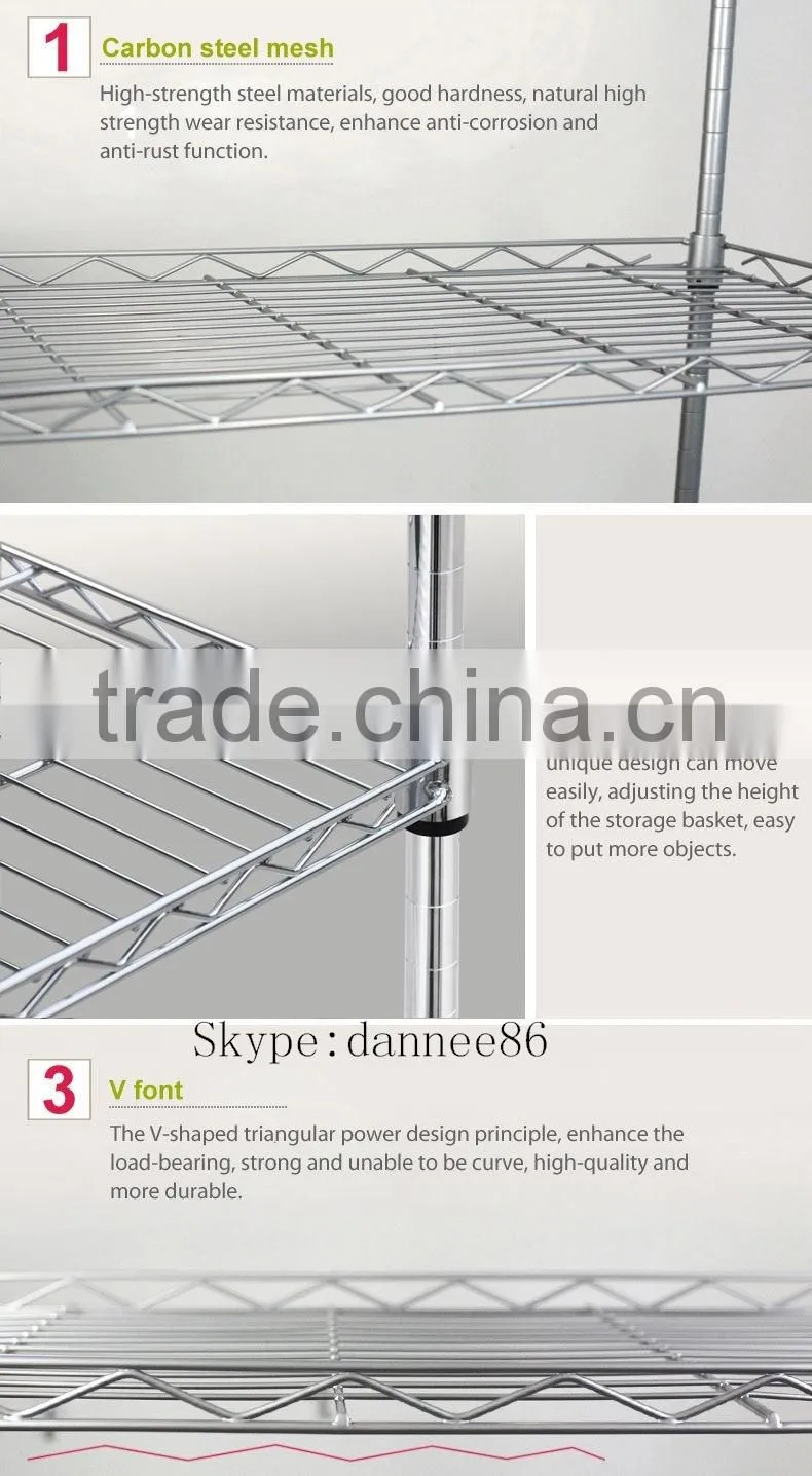Heavy Duty Chrome Mobile Wire 4-Shelf Shelving (48"W x 18"D x 74"H)