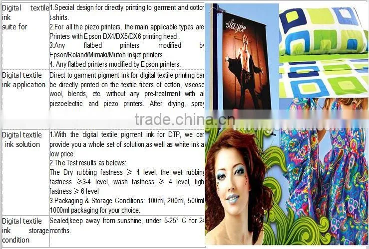 DTG Textile ink for Kornit Digital Printer Direct to Garment Printing