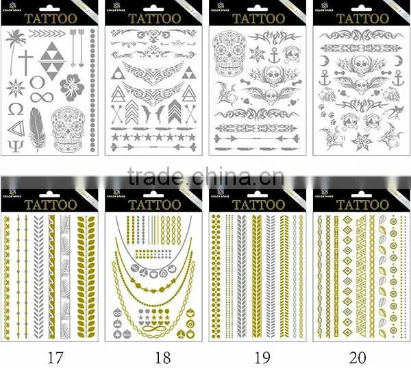 Metallic Gold Silver Black Jewelry Temporary Bling Tattoo