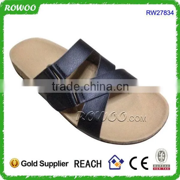 Latest new collection white PU cork slippers for men