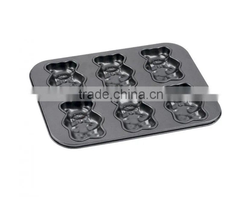 FDA, LFGB Approved Carbon Steel Non-stick Cake Pans of Muffin Pan with 6 Cups