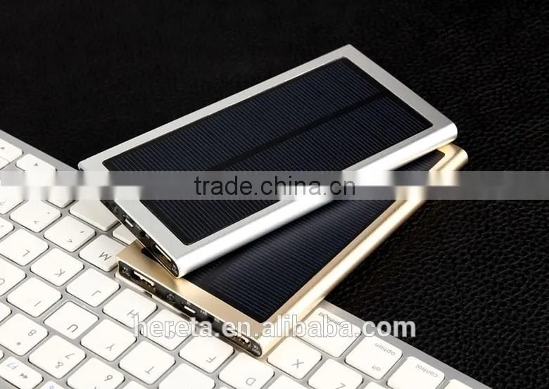 Classic Aluminum alloy 20000mAh dual usb portable solar panel power bank