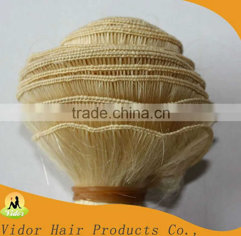 Hand Tied Hair Weft Human Hair Silky Straight Style Color 613#