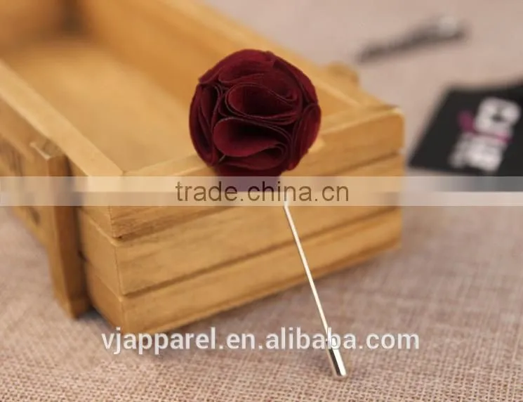Handmade Fabric Lapel Flower Brooch Boutonniere Tuxedo Stick
