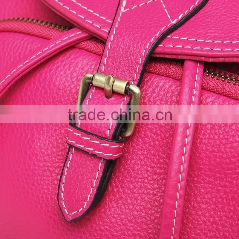 Dongguan factory sell directly simple small size real leather ladies backpack