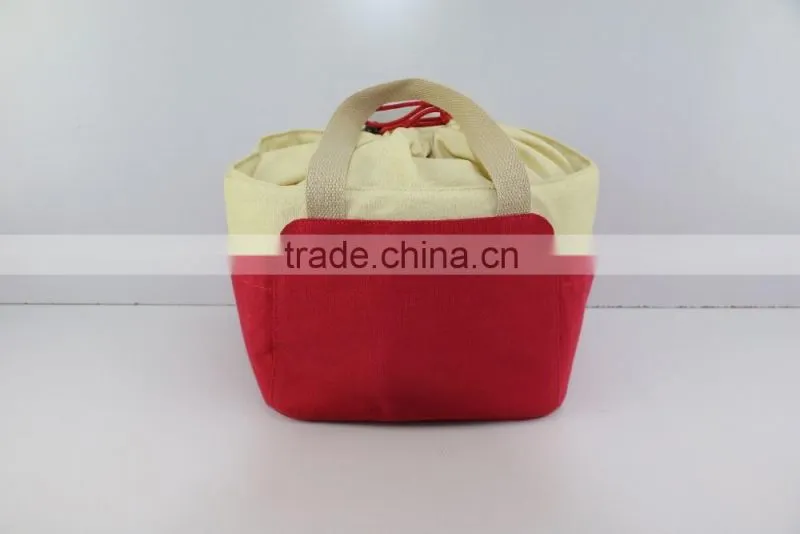 2016 new design cooler bag cotton lunch bag fashion drawstring cooler bag