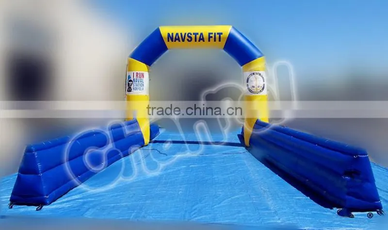 15ft Angle Arch with Inflatable Finish Line Chute Inflatable NAVSTA Norfolk Advertising Archway