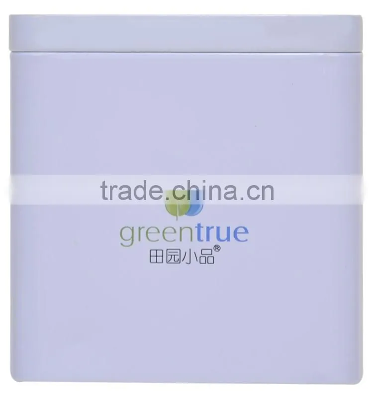 Simple green rectangular tin box for articles of daily use