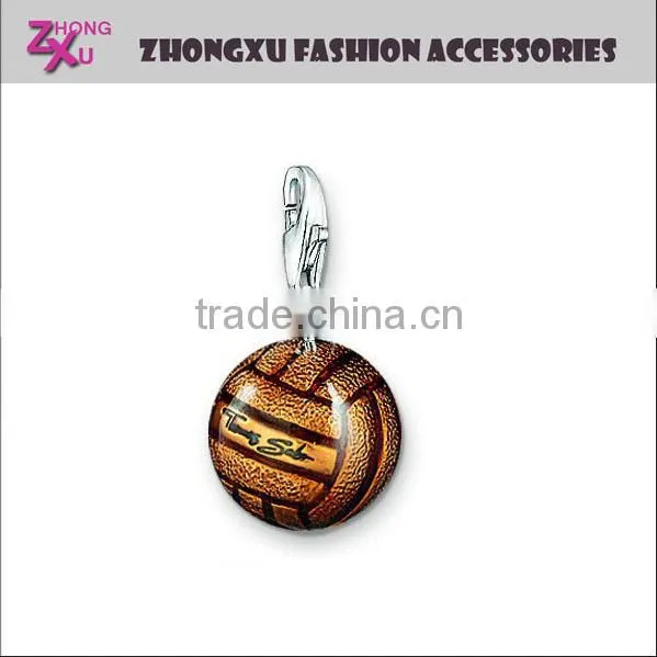 new silver and gold plated DIY custom 3D sport ball basketball charms
