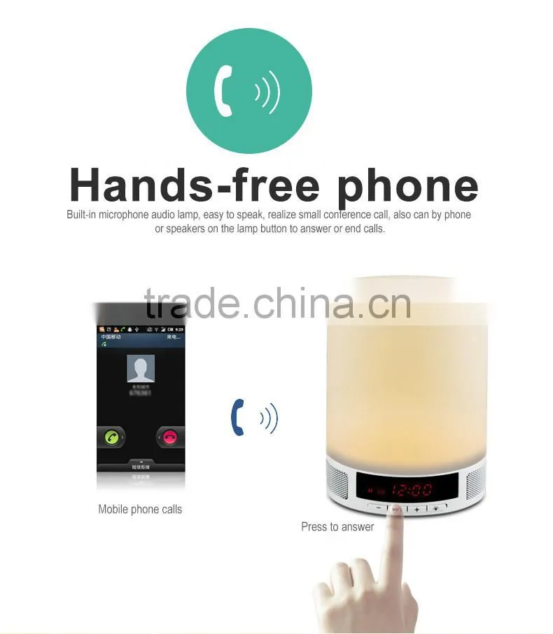 Smart Color led light bluetooth speaker Bed Lamp Wirless Speaker with alarm clock TF card playing