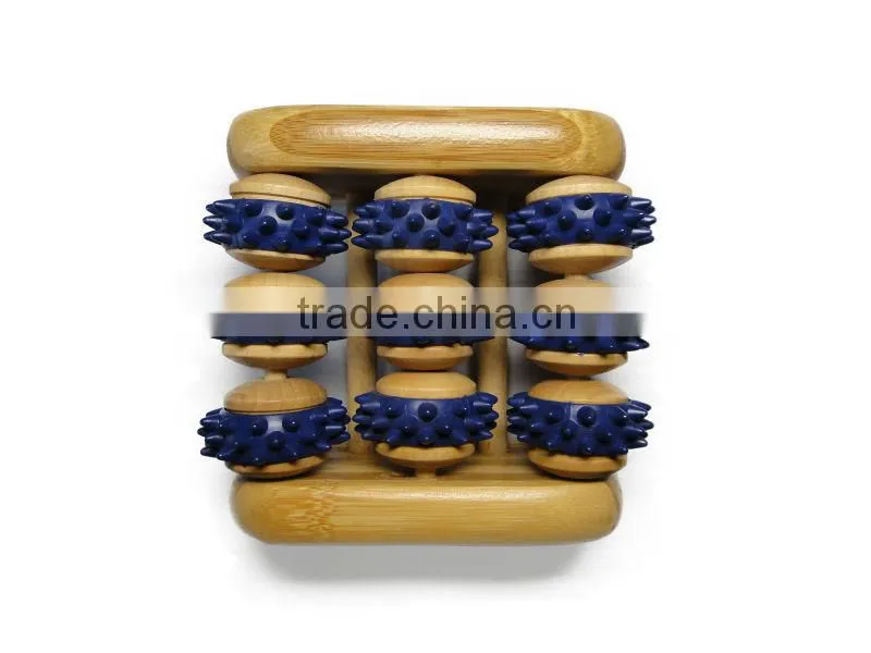 Wooden foot massager with plastic wheel