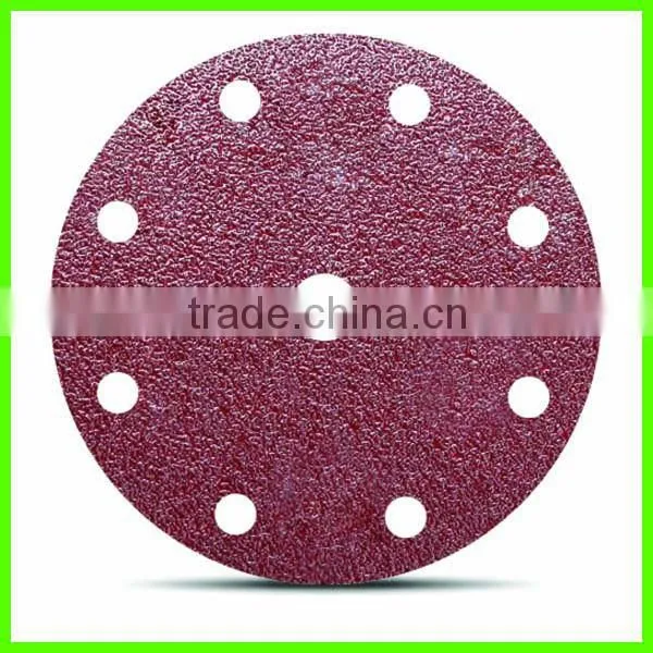 Red round aluminum oxide hook and loop disc sandpaper disc made in china