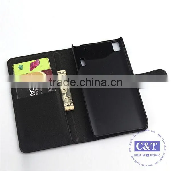 C&T Customized Black Stand Flip Wallet Case PU Leather Cover for Lenovo K5 Note