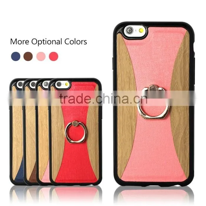 New Products Multifunction PU Leather Back Case for iPhone 6s with Ring Holder Stand