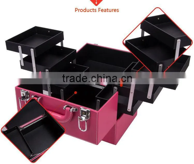 Top Quality Beauty Pink Vanity Clear Box Cosmetic Cases