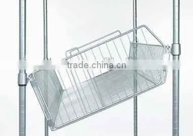 Chrome Wire Basket Shelf Truck for Hospital