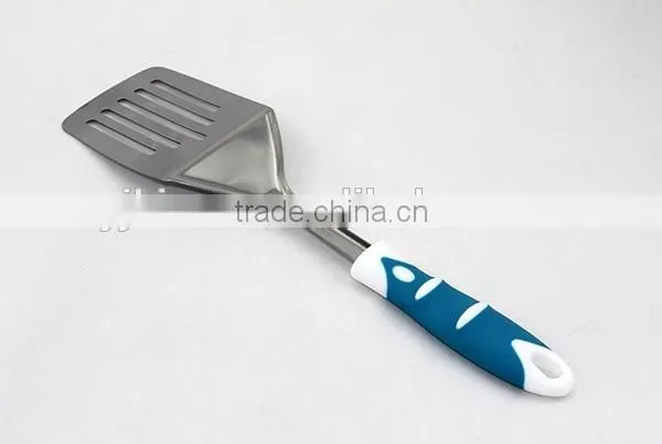 PP+TPR material handle type cooking tool stainless steel frying turner with gear edge