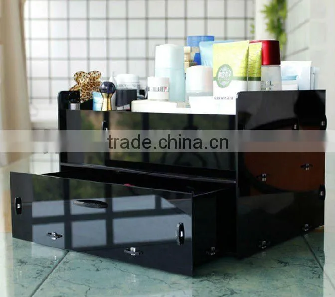 black assembled acrylic desk organizer stationery holder