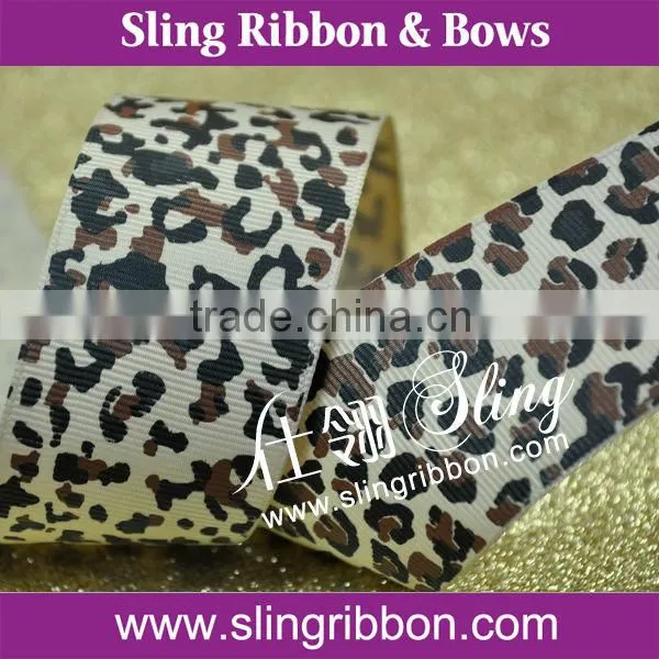 High Quality Leopard Pattern Grosgrain Ribbon