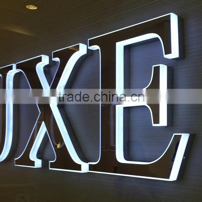 OEM 3d led light up mirror vintage metal letter to make signs