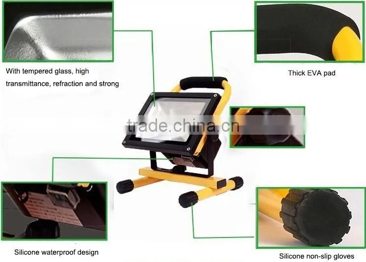 IP65 portable 990lm 10w rechargeable dimmable led flood light with handle