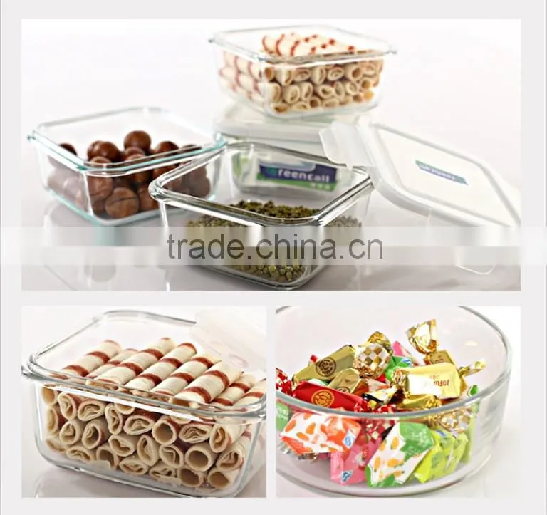Rectangle airtight glass food container set