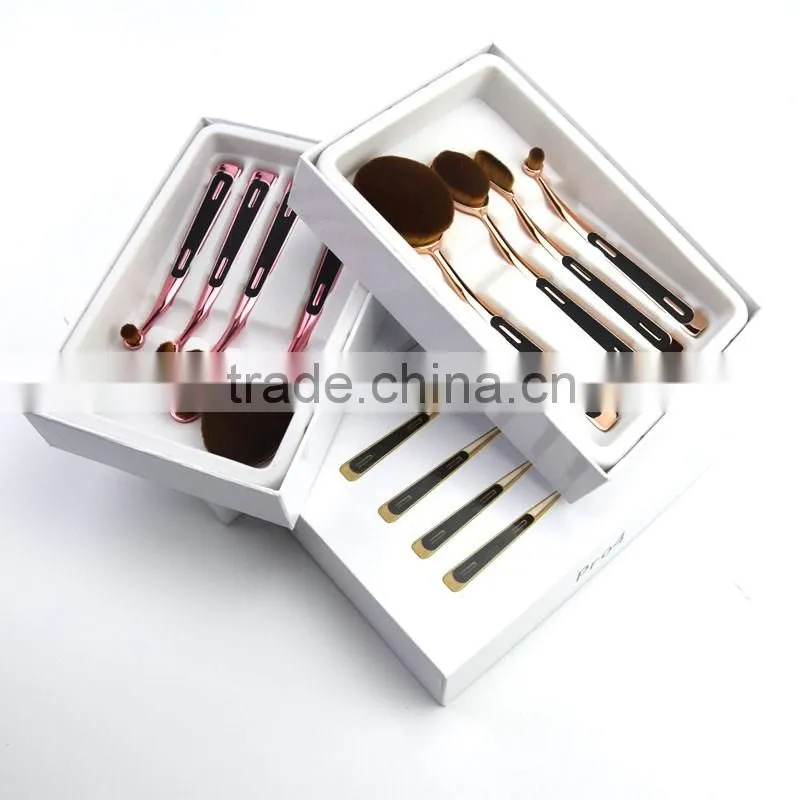 toothbrush makeup 4pieces multi-purpose rose gold oval make up brushes set