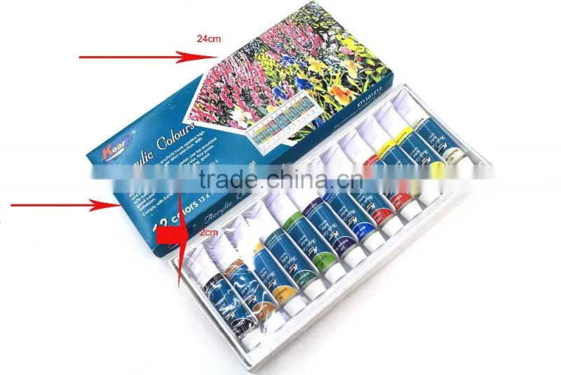 Artist quality 12x12ml acrylic color acrylic paints set