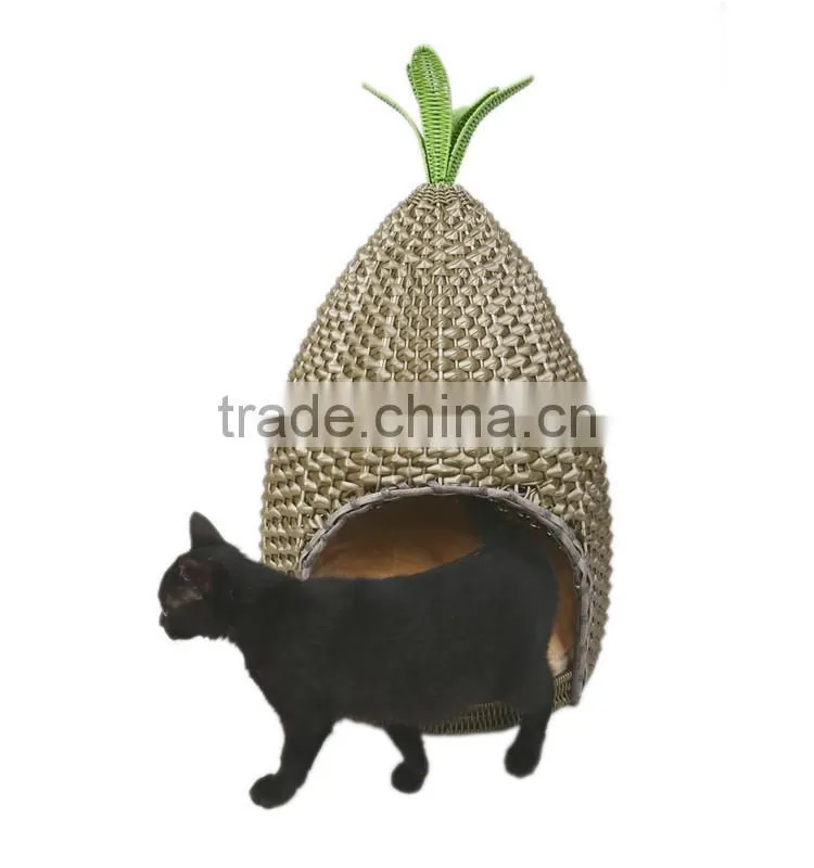 S&D wholesale plastic rattan pet dog cat teepee tent bed made in p.r.c