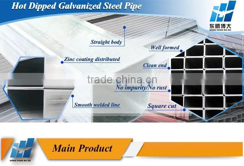 200*200*4.25mm Hot dip gi square steel tube price/pipe for structure