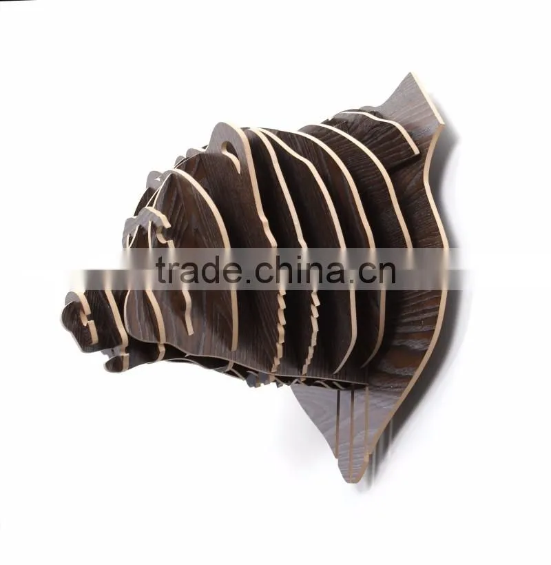 Wall hanging wood crafts bear head decoration