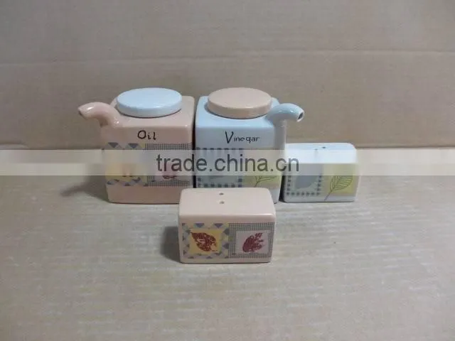 ceramic kitchen oil and vinegar salt pepper bottle set