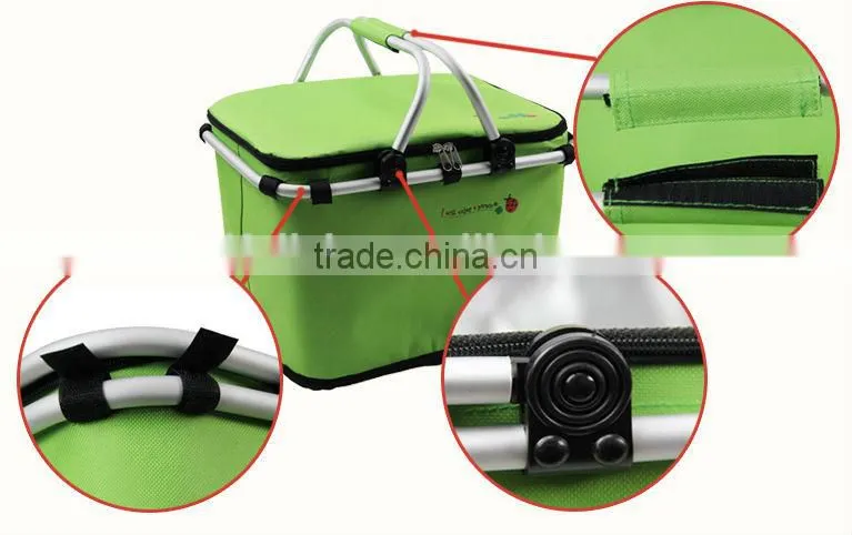 2016 New Modern Fabric Collapsible Picnic Lunch Basket