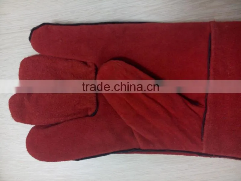 DDSAFETY Hot Selling Red Cow Split Welder Gloves With One Piece Back