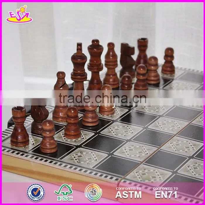 2017 New design educational classic wooden chess game for kids W11A056