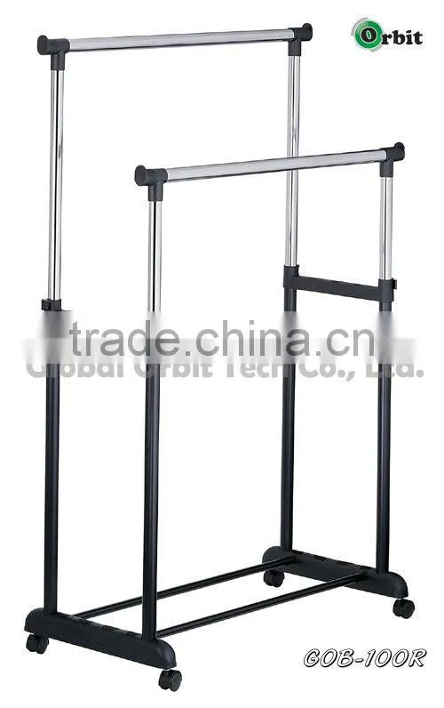 Adjustable 2-tire rolling clothes drying rack