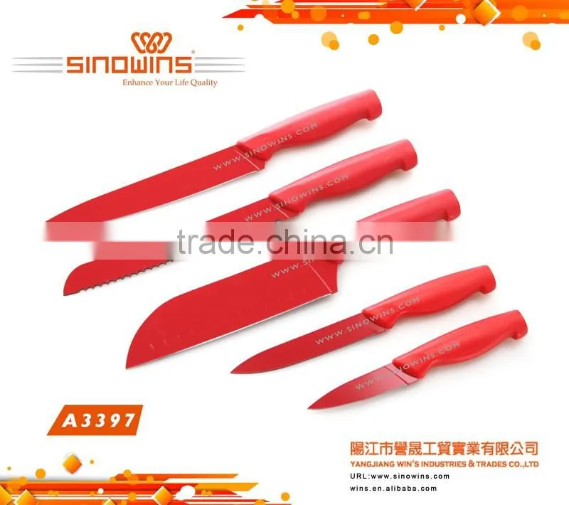 A3390-2 New design Hot Sale High Quality Stainless Steel Kitchen Knife Set with Non-stick Coating