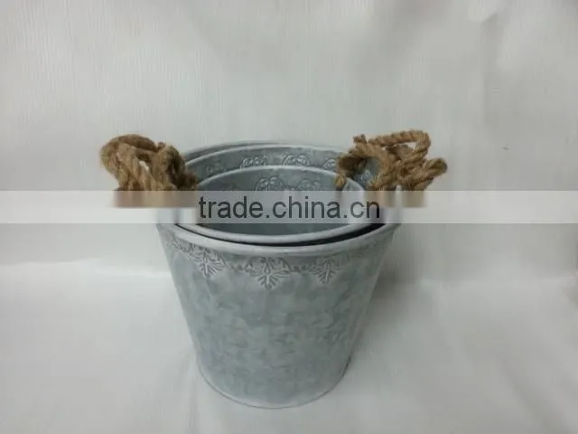 2016 New grey/white wash Metal/tin flower planter pots