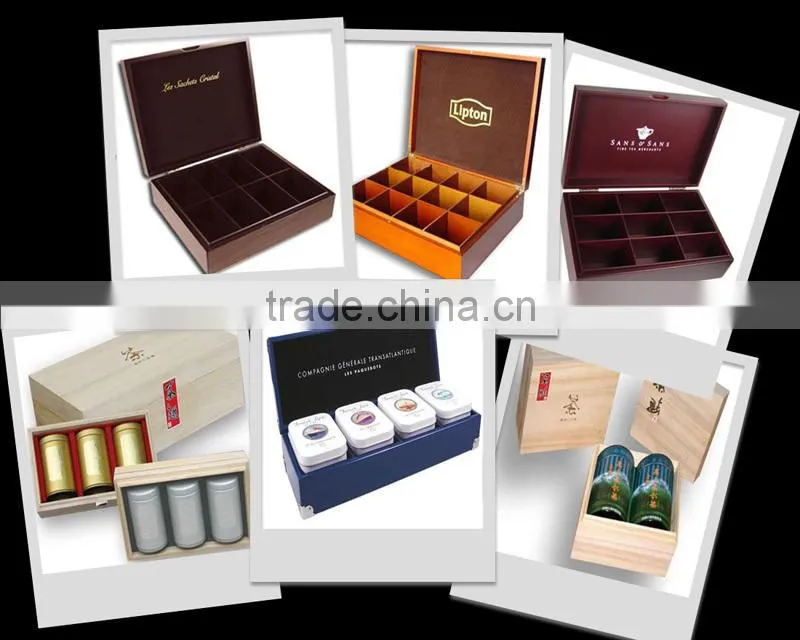 Natural Classical Wooden Tea Box with 16 Compartments