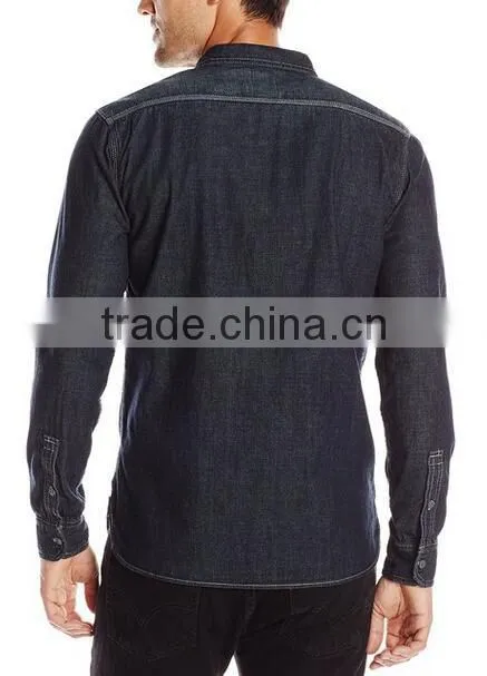 New Men 100% Cotton Long sleeve Denim Jeans work Shirt